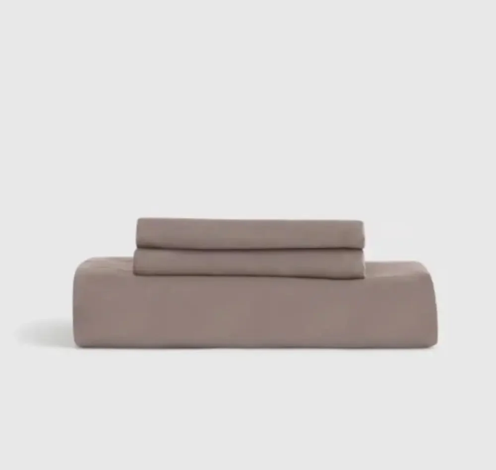 Quince Organic Vicose Bamboo 3 Pc King Fitted Sheet 2 King Sham Set Stone